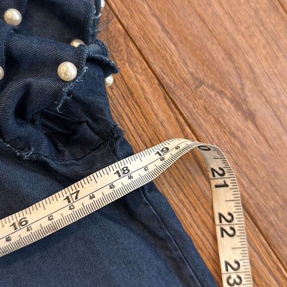 Inner Circle chambray denim ruffle pearl sleeve blouse s - Picture 6 of 9